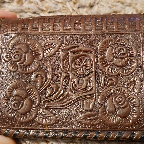 Vintage Tooled Leather Wallet Made in Mexico Horse Floral Western Cowgirl - Picture 3 of 12